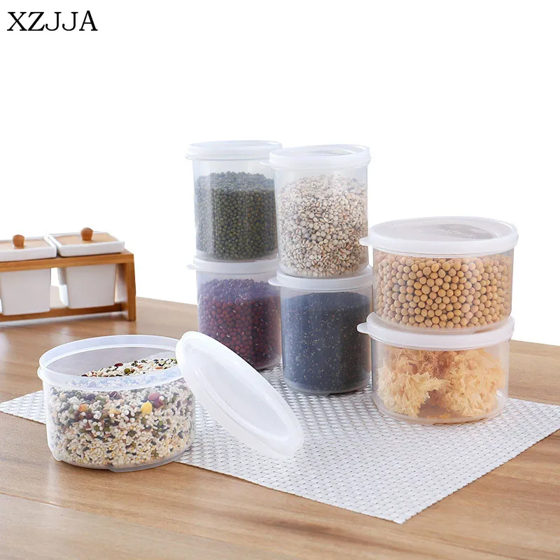 

XZJJA Transparent Food Storage Box Large Capacity With Lid Grains Snacks Spices Sealed Jars Kitchen Preservation Cans Container