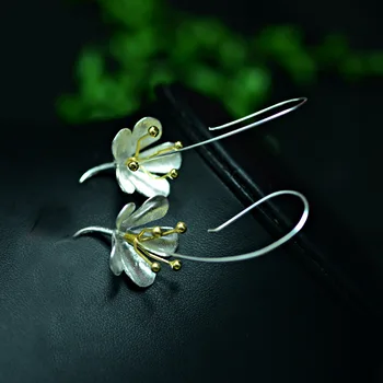 

Latest New Style Fashion 925 Sterling Silver Flower Drop Earrings Jewelry Pendientes Brincos Fashion Jewelry