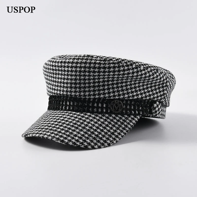 USPOP 2019 осенне зимние шапки женские винтажные клетчатые кепки newsboy модные с
