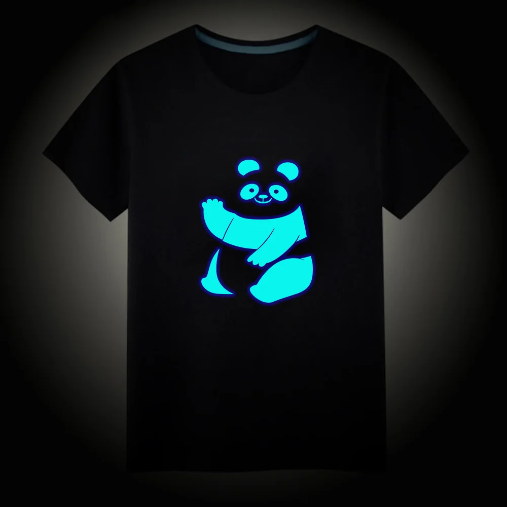 Новые светящиеся Детские футболки с рисунком панды, флуоресцентная футболка с короткими рукавами для мальчиков и девочек, детские хлопковые топы, жилет