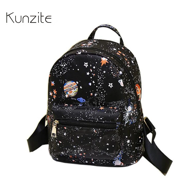 

Kunzite Brand New Women Luxury Printing Backpack Small High Quality Pu Leather School Bags For Teenagers women mochilas mujer