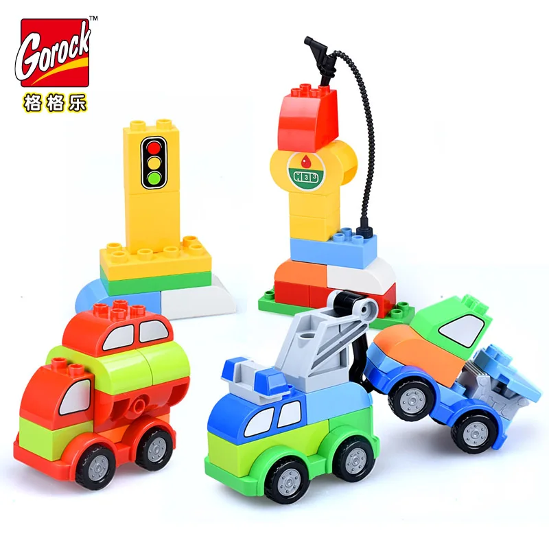 

GOROCK 46pcs Traffic Car Building Blocks Set Kids Big Blocks DIY Creaative Bricks Toys For Children Gifts