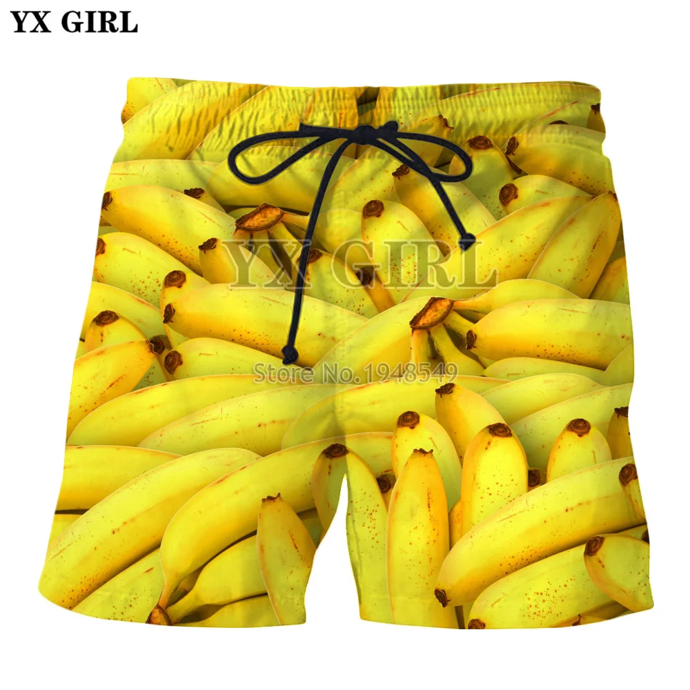 YX GIRL летние новые стильные модные шорты с принтом бананов/голубого желе/малины боке, повседневные мужские и женские шорты с 3d принтом