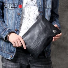 AETOO Head cowhide men hand bag handmade vintage handbag simple leather bag