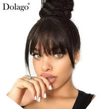 Brazilian Human Hair Blunt Bangs Clip In Human Hair Extension Natural Black Dolago 100% Virgin Hair Products
