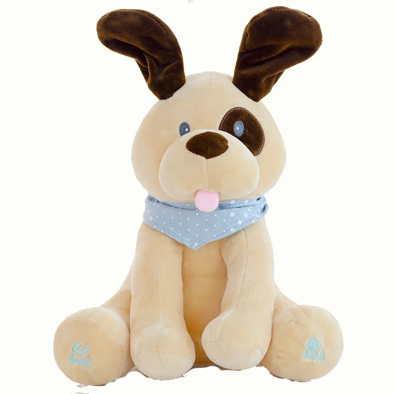 

Funny Hide and Seek Plush Toys Dog Elephant Bear Rabbit Pig Electric Speaking Singing Doll Musical Toys for Christmas 17 Models