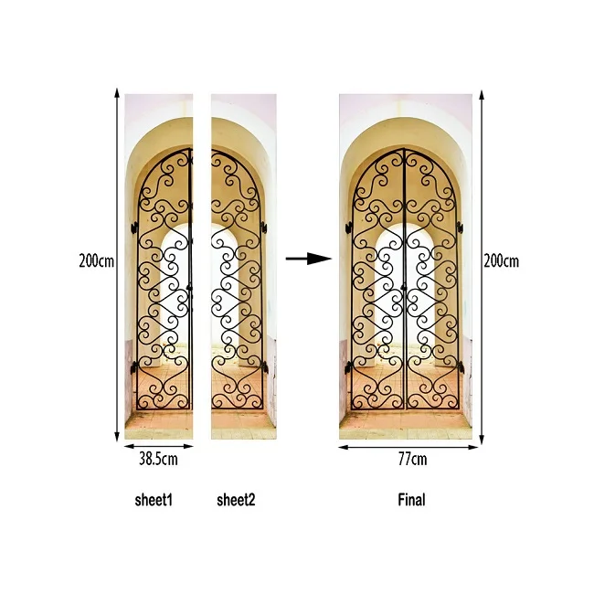 Арабские деревянные двери имитация наклейки на дверь для спальни самоклеющиеся 3D креативный домашний декор Обои DIY ремонт двери наклейка - Цвет: 602
