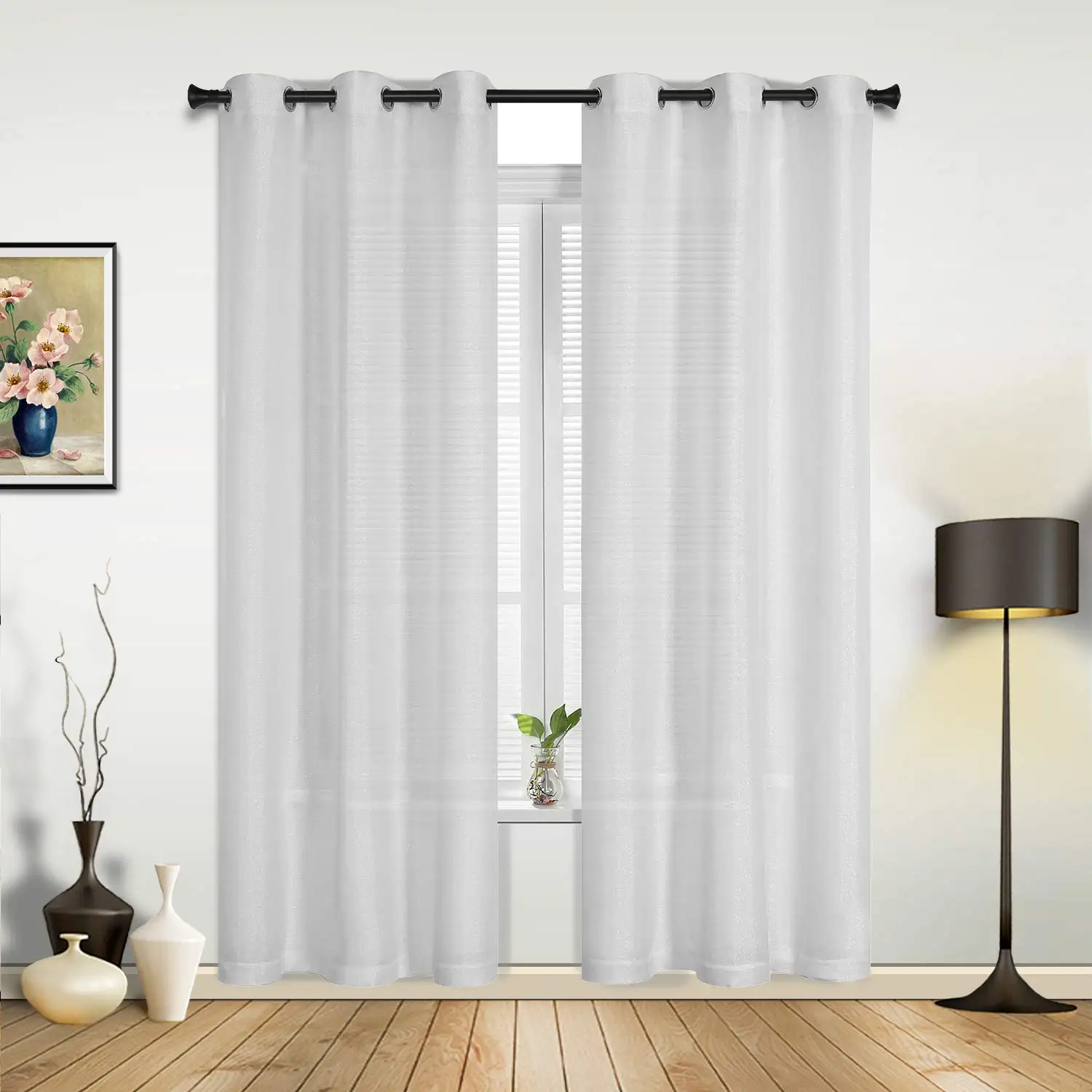 

SUO AI TEXTILE Sheer Voile Window Curtain Grommet Drape/Panels/Treatment for Bedroom,Kitchen,Living Room 1 Panel