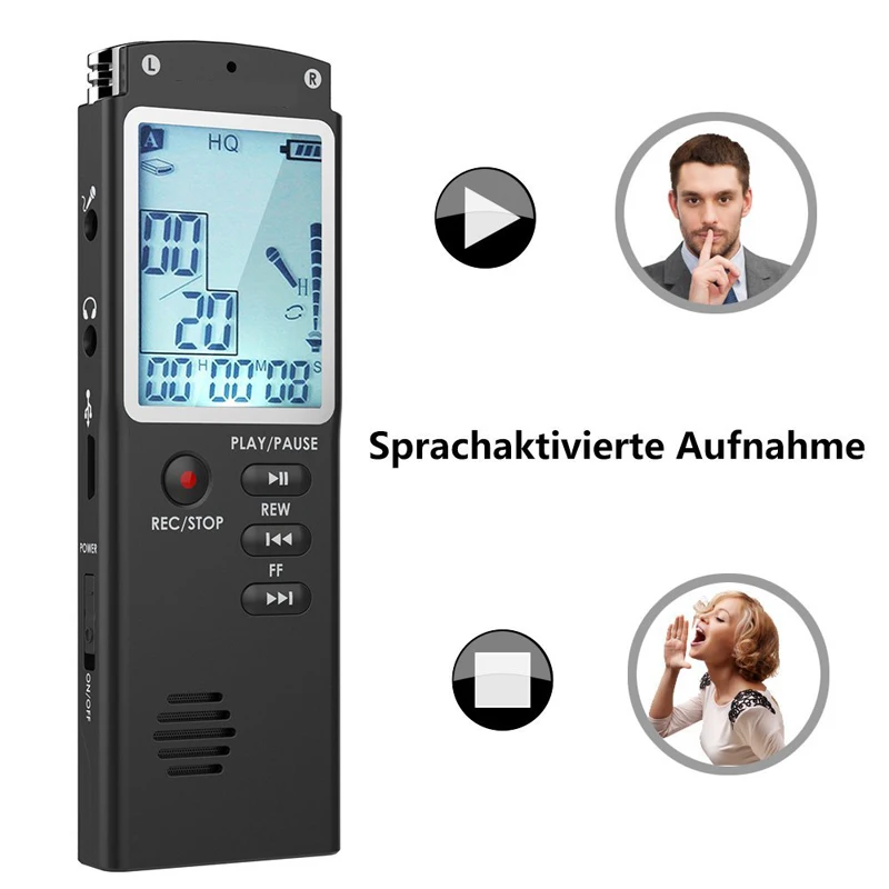 

Hot sell- Portable Digital Recorder With USB 8GB Recorder - Built-in Microphone Recorder With MP3 Player, Microphone Recorder