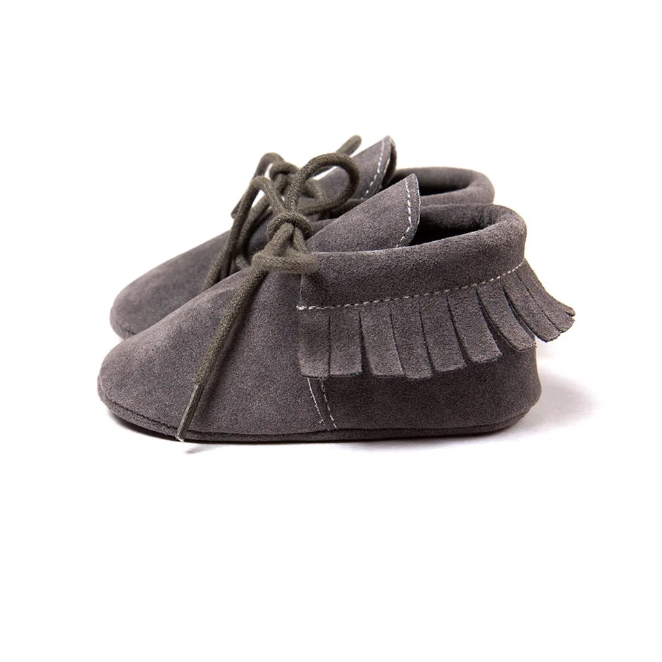Детские мокасины младенческие мягкие Moccs обувь детские первые ходунки бахрома подошва Нескользящая обувь для кроватки из искусственной кожи