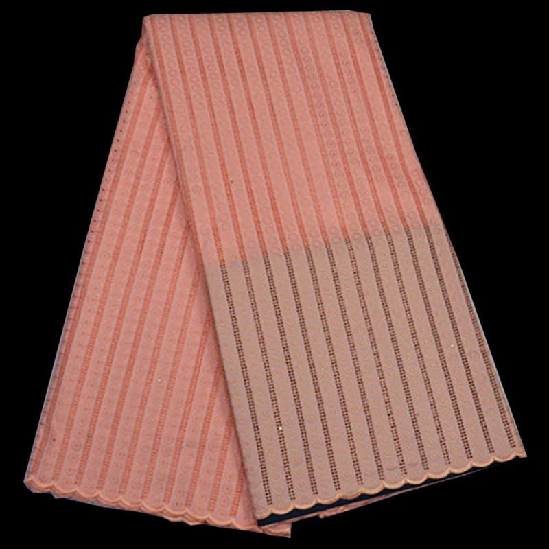 

(5yards/pc) high quality African cotton lace fabric elegant peach color Swiss voile lace fabric for making dress CLP71