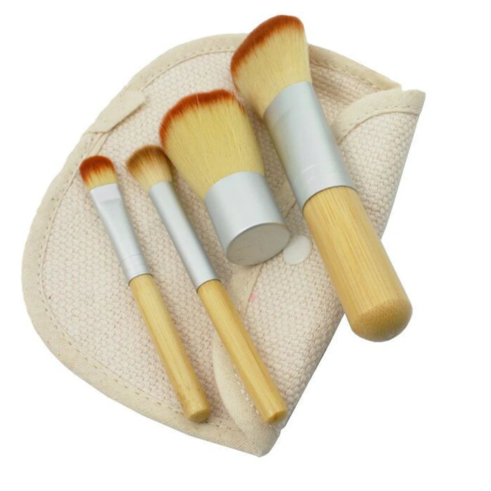 4 шт бамбуковые кисти наборы кистей макияж консилер щеки тени для век Кисть для смешивания тональной основы инструмент для макияжа