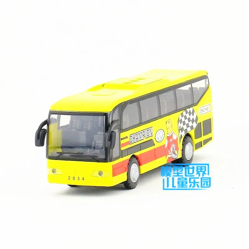 New Diecast Metal Multifunctional toy bus With light and sound function Pull back Educational For children