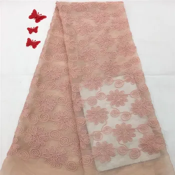 

Pink Color African Lace Fabric 2018Embroidered Nigerian Laces Fabric Bridal High Quality French Tulle Lace Fabric For WomenH1140