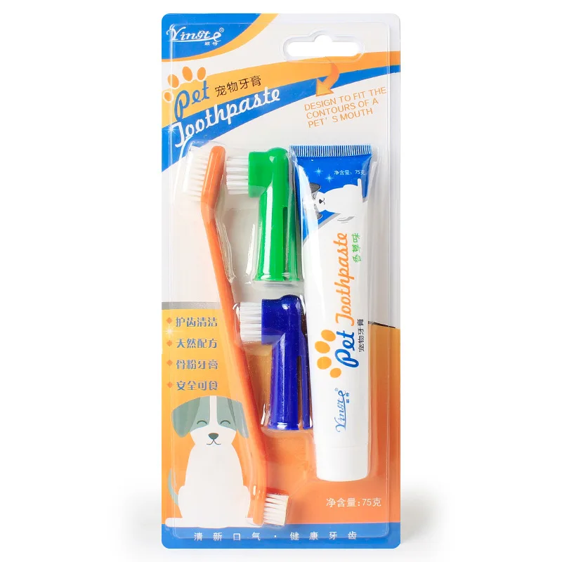 1 Set Dogs Toothbrush With Toothpaste Pets Health Clean Toothbrush Pet