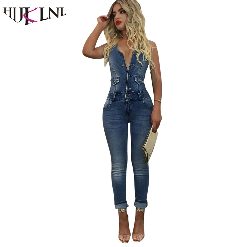 HIJKLNL Womsn Skinny Denim Jumpsuit Rompers 2017 Summer