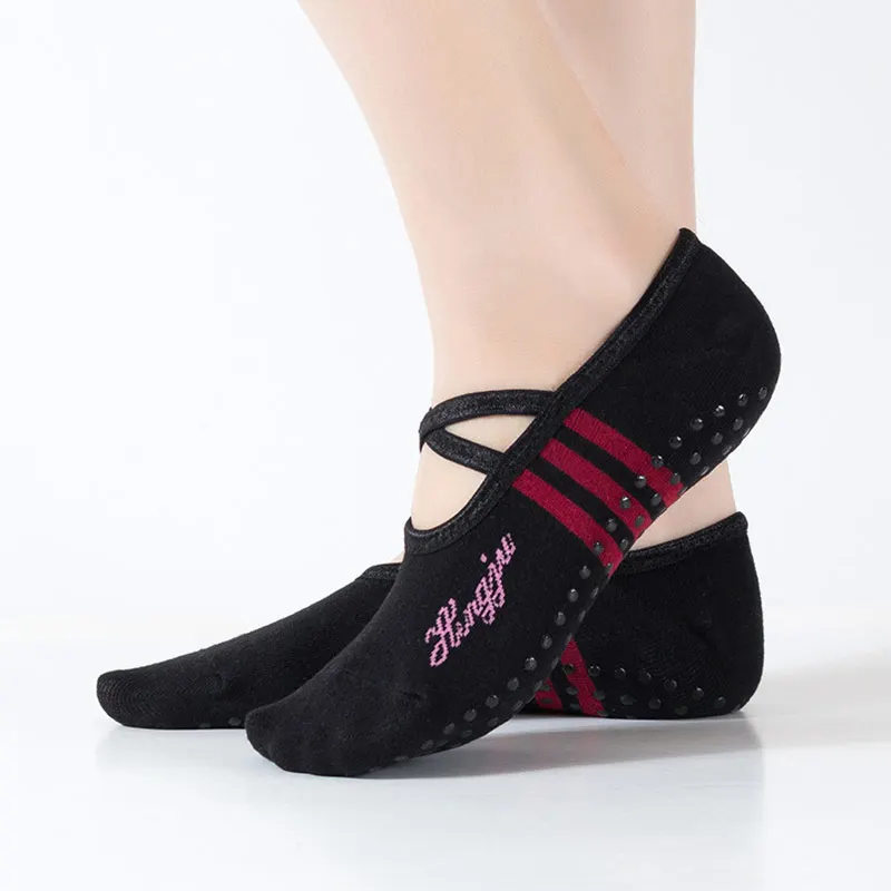 

1 Pair Sports Sock Slippers for Women Anti Slip Lady Damping Bandage Pilates Sock Ballet Dance Breathable Cotton Boat Socks