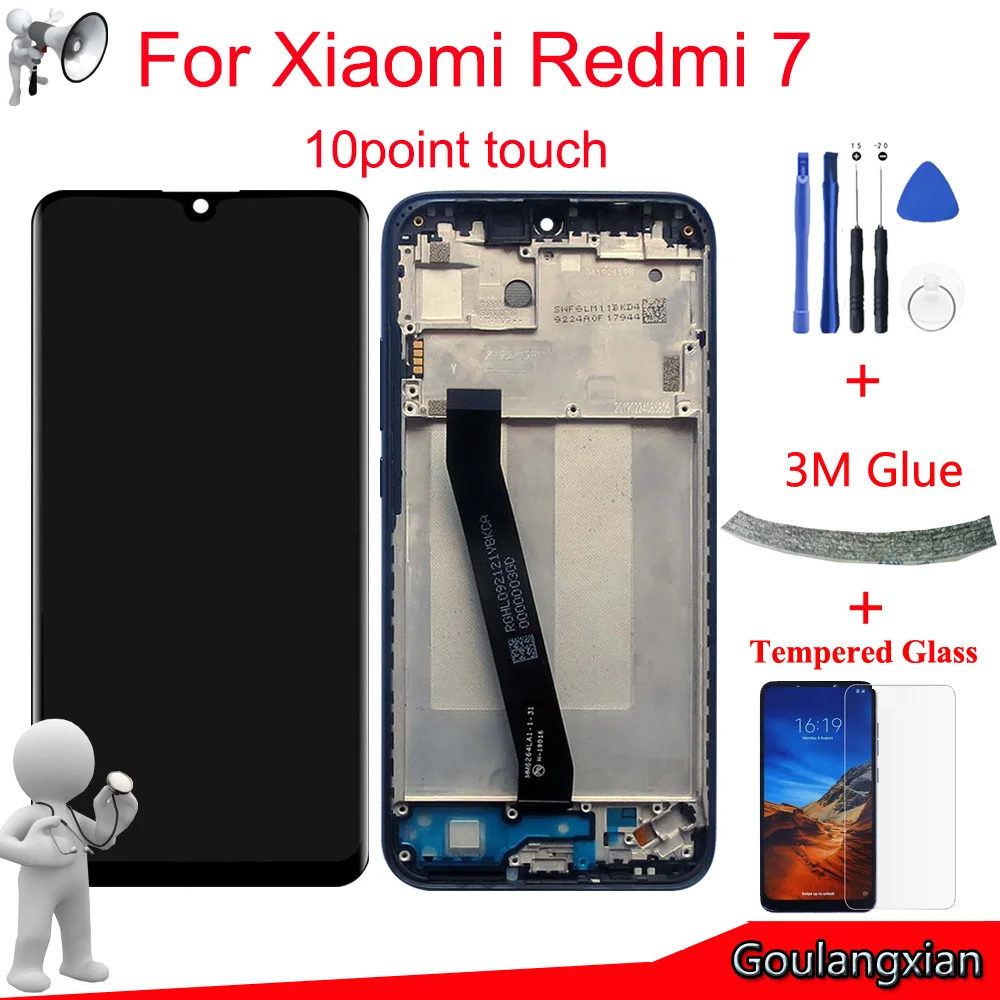 Цена AAA Качество ЖК дисплей + рамка для Xiaomi Redmi 7 ЖК дисплей Дисплей + кодирующий преобразователь сенсорного экрана в сборе для Xiaomi Red Rice 7 ЖК дисплей...