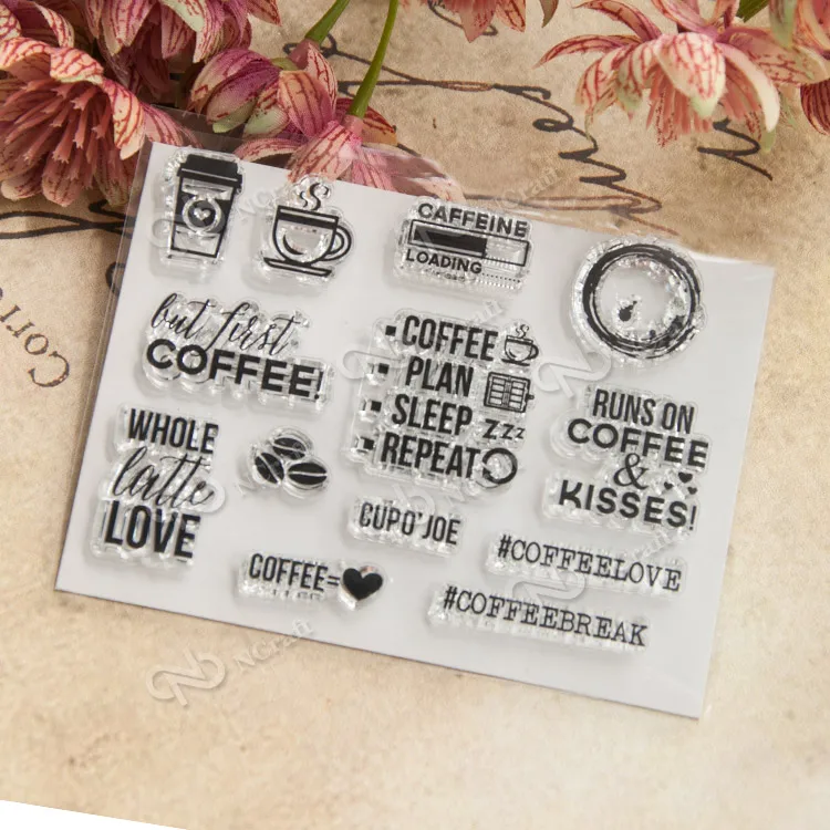 

Coffee Common Used Words Transparent Clear Silicone Stamp for Seal DIY Scrapbooking Photo Album Decorative Clear Stamp Sheets