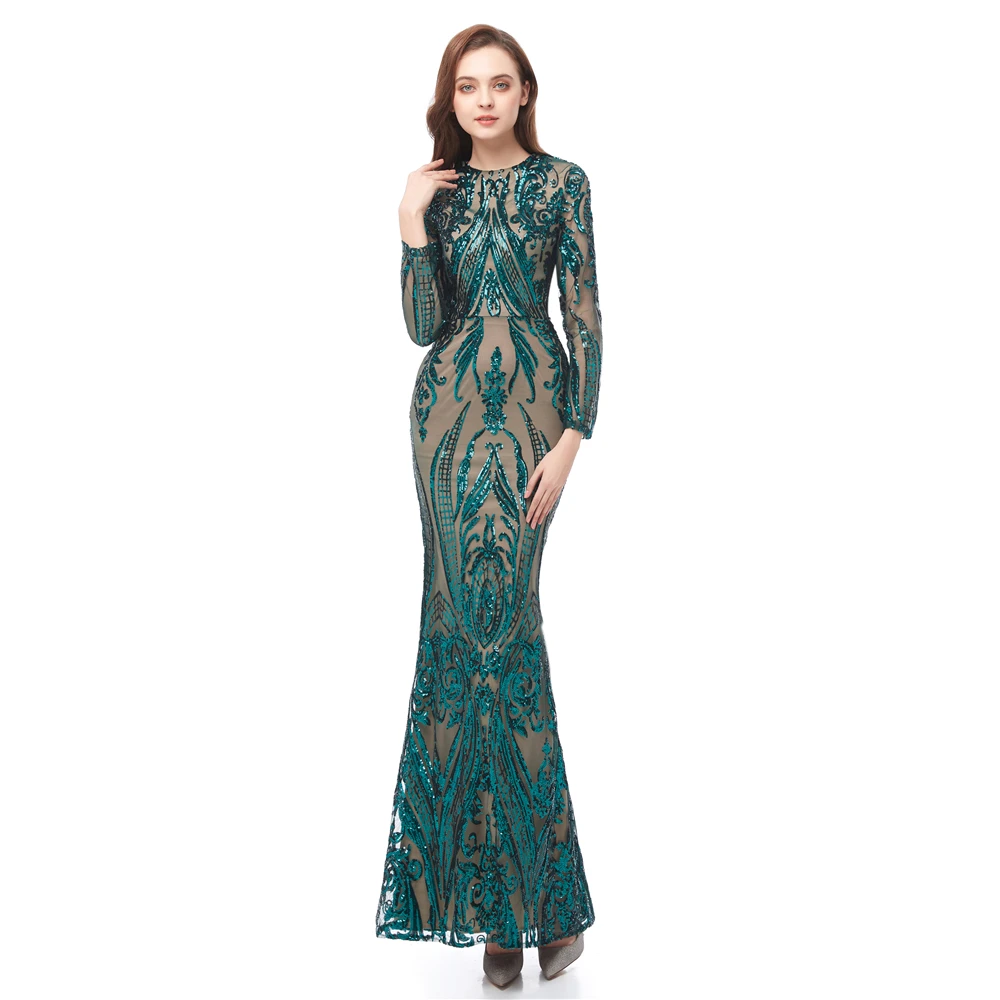 green fishtail prom dress