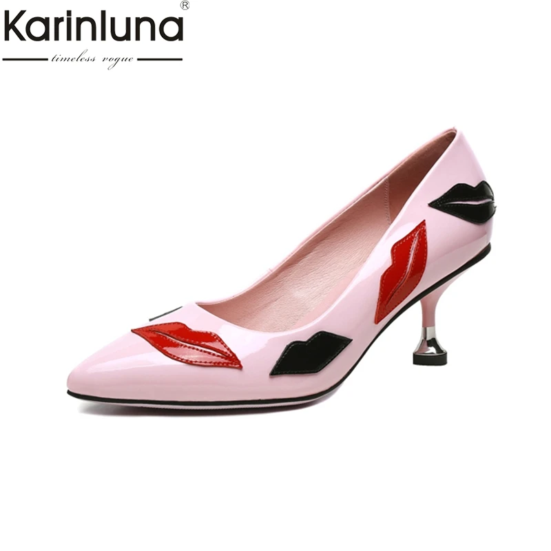 

KarinLuna Chic Style 2019 Brand New Women High Heel Shoes Sexy Party Pumps Coat Of Paint Pink Women Shoes party pumps