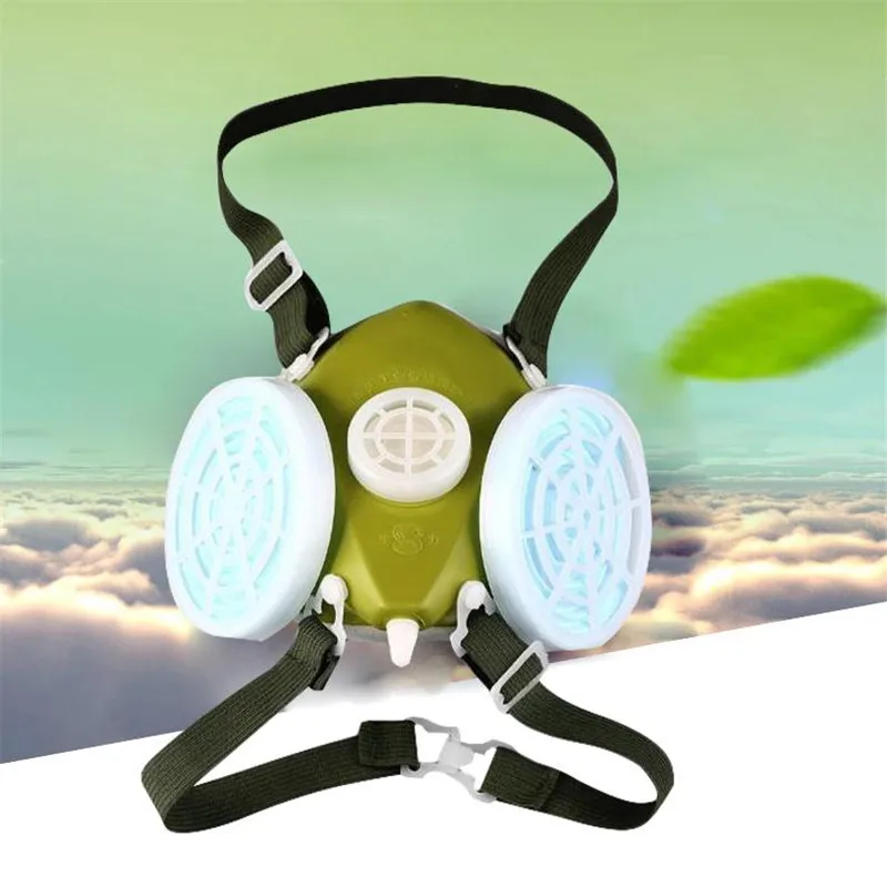 

spray paint filter Dual Respirator dust Mask Anti-Dust Dustproof Chemical Spray Paint Headwear Green