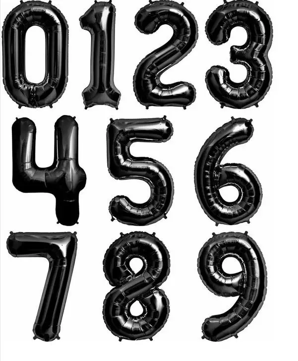 Jumbo 40 дюймов черного шара с цифрой цифры Алюминий Фольга воздушные шары на день рождения Декорации на свадьбу, вечеринку праздника Globos