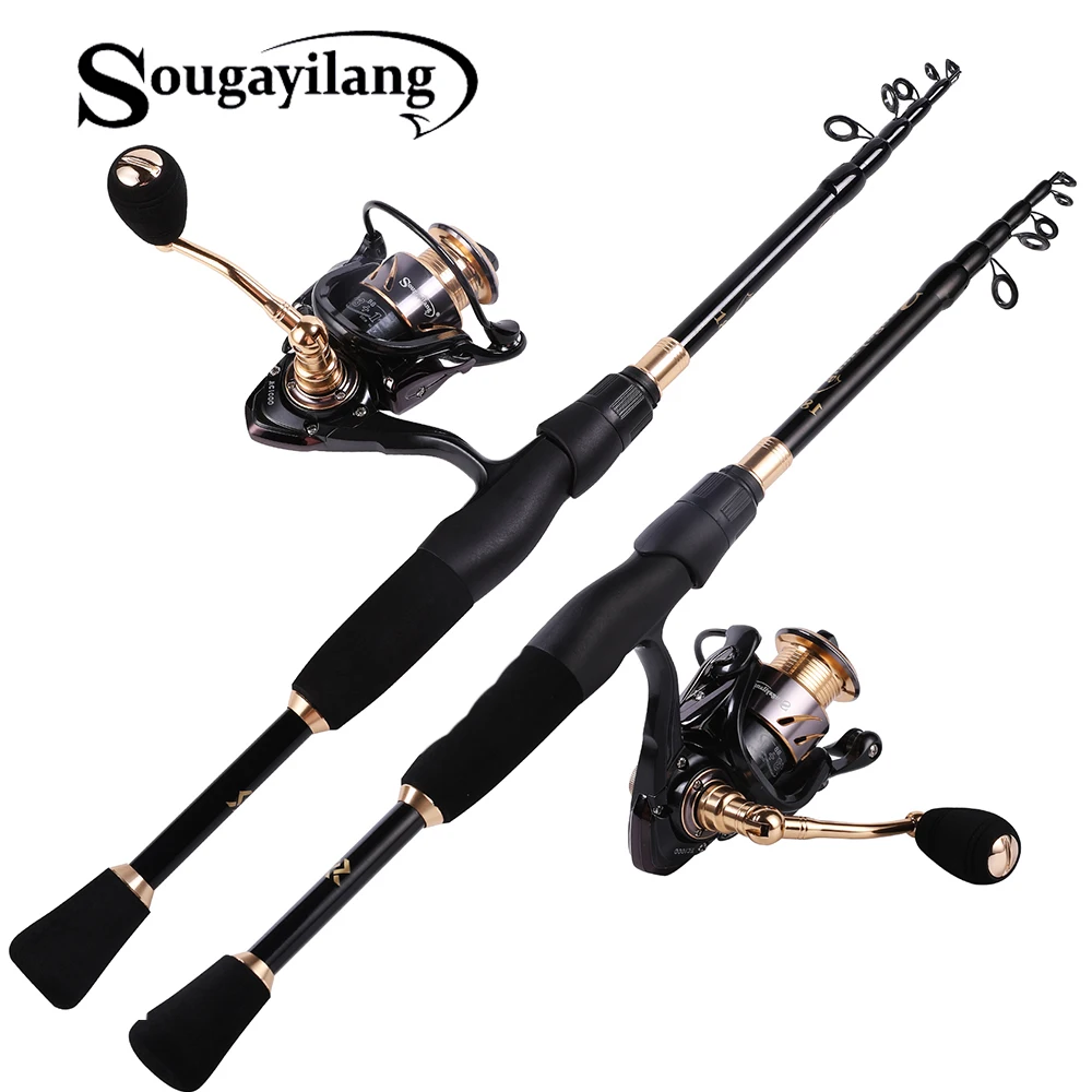 

Sougayilang 1.8M 2.1M 2.4M Spinning rod Telescopic Rod and 13+1BB Reel Set and Fishing Rod Lure Fishing Combo De Pesca