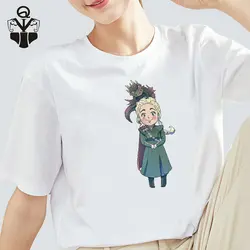 QIM/женская футболка с рисунком из мультфильма, короткий рукав 2019, модная блузка мягкого силуэта с круглым вырезом, летние женские топы