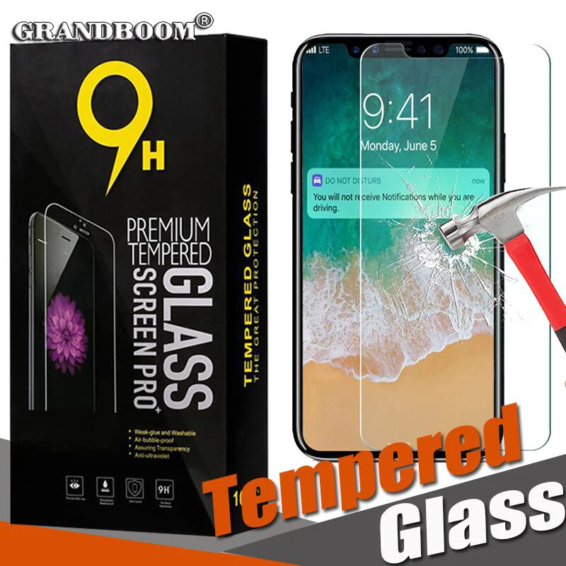 

100pcs Tempered Glass Screen Protector 2.5D 9H For iPhone 11 Pro Max XS XR X 8 7 6 6S Plus 5 5S SE Tough Protective With Package