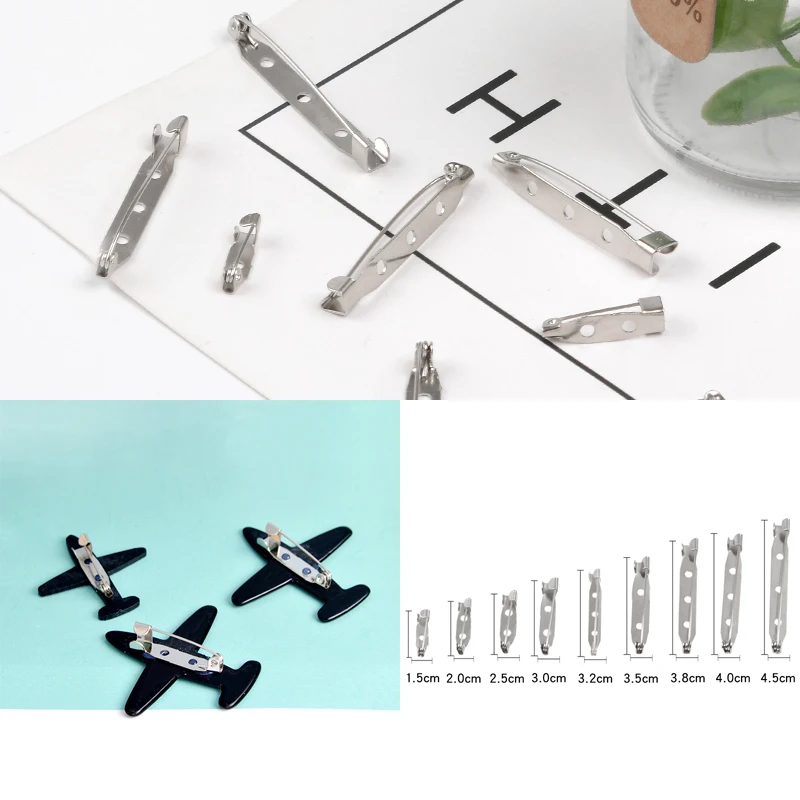 

20 pieces/pack Brooch base Metal Pins 1.5cm-4.5cm Pins back Silver color Locking Clasp Pin holder Jewelry Accessories Wholesale