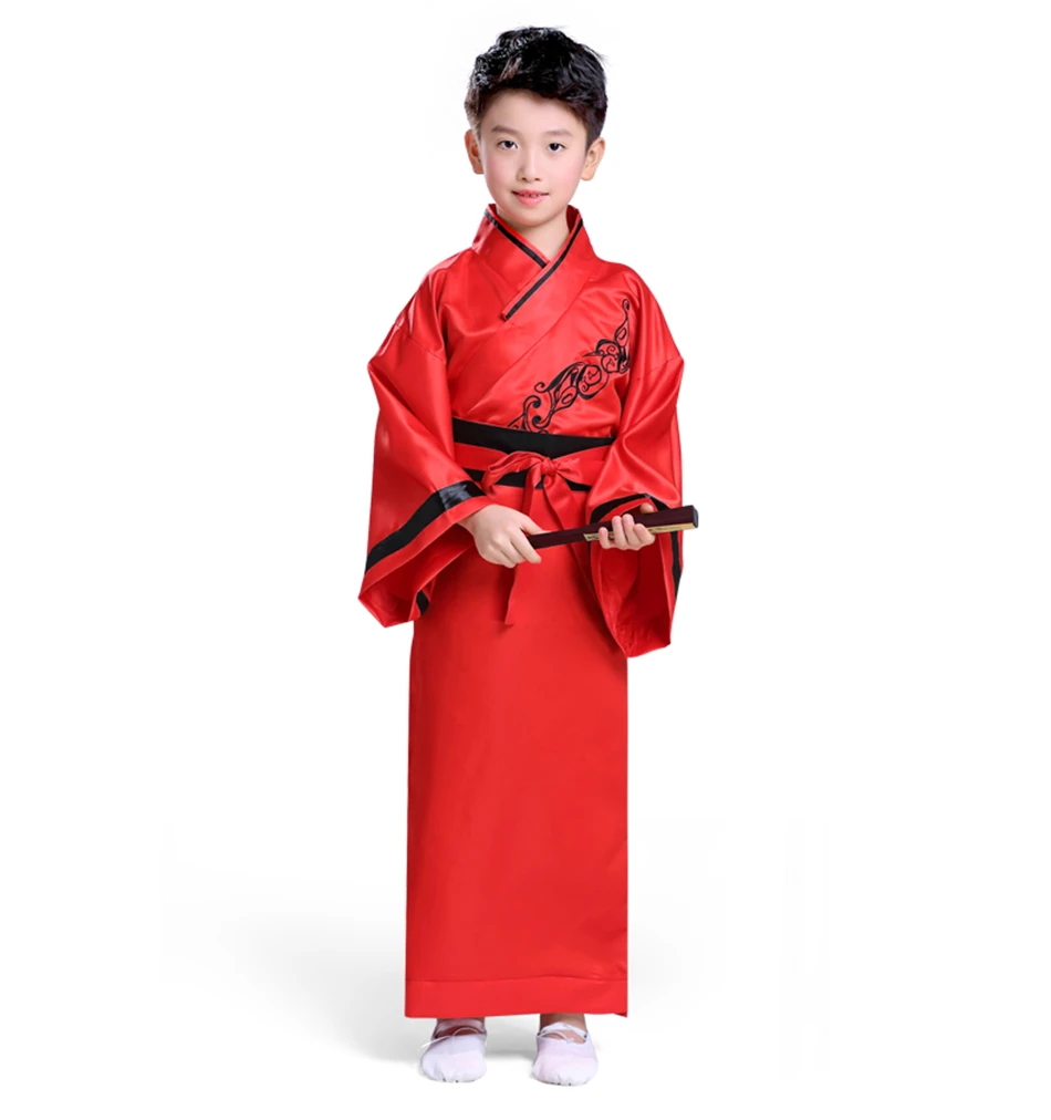 Г. Новогодняя традиционная китайская одежда для детей, красный комплект платья Ципао для мальчиков и девочек, атласное платье стиль ретро, Qipao Hanfu, костюмы