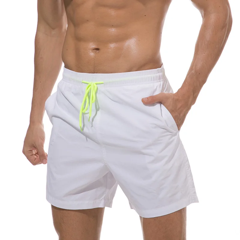 DATIFER, мужские пляжные шорты для плавания, сёрфинга, Maillot De Bain, спортивные мужские пляжные шорты, бермуды, одежда для плавания - Цвет: Белый