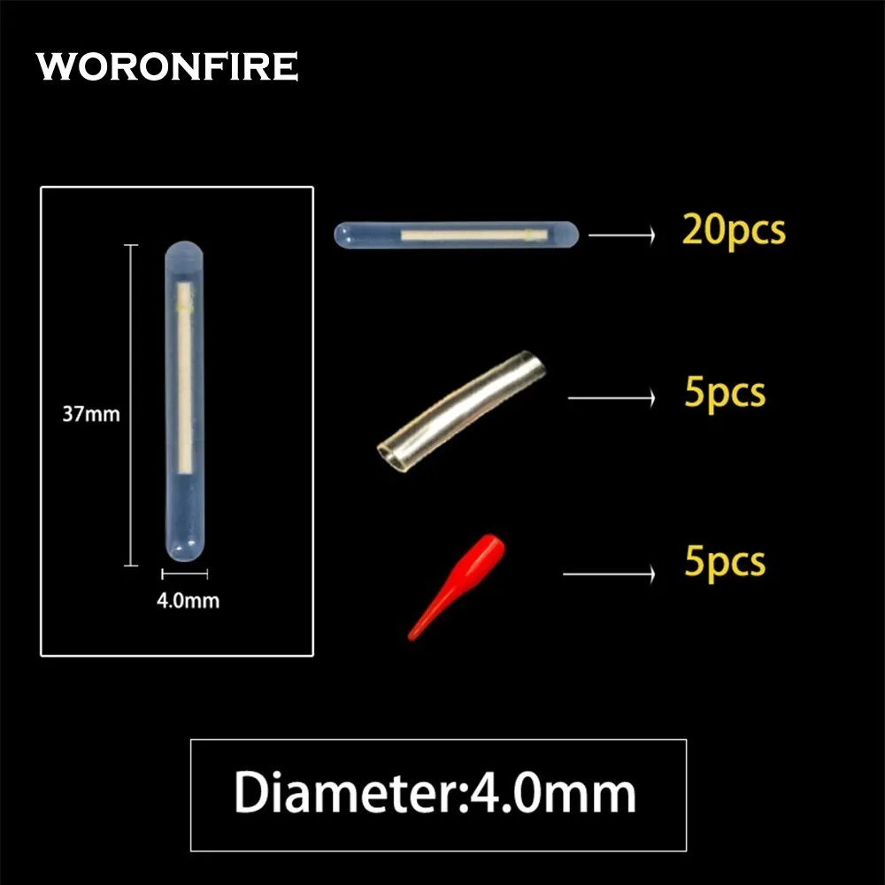 20/50pcs 4.5*37mm Fishing Float Fluorescent Lightstick Light Night Float Rod Lights Dark Glow Stick Fireflies For Fishing - Цвет: 4.0mm20pcs