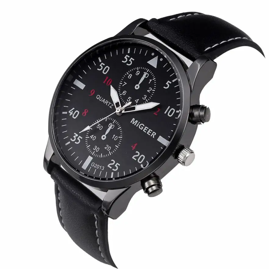 Ретро Уникальные кварцевые мужские часы с кожаным хронографом армейские военные спортивные часы мужские деловые часы Relogio Masculino Reloj# D