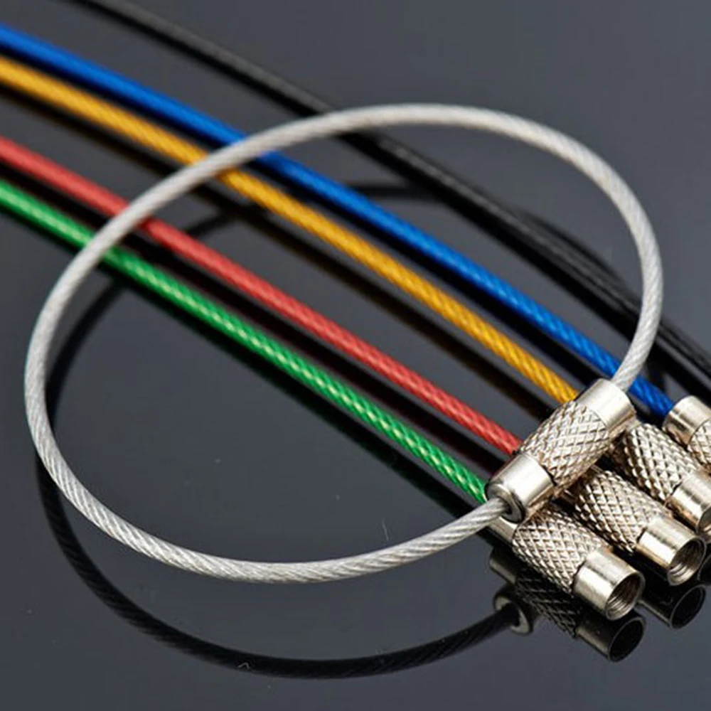 

10Pcs Colorful Stainless Steel Wire Keychain Cable Rope Key Holder Screw Locking Keyring Key Chain Rings Cable EDC Outdoor Tool