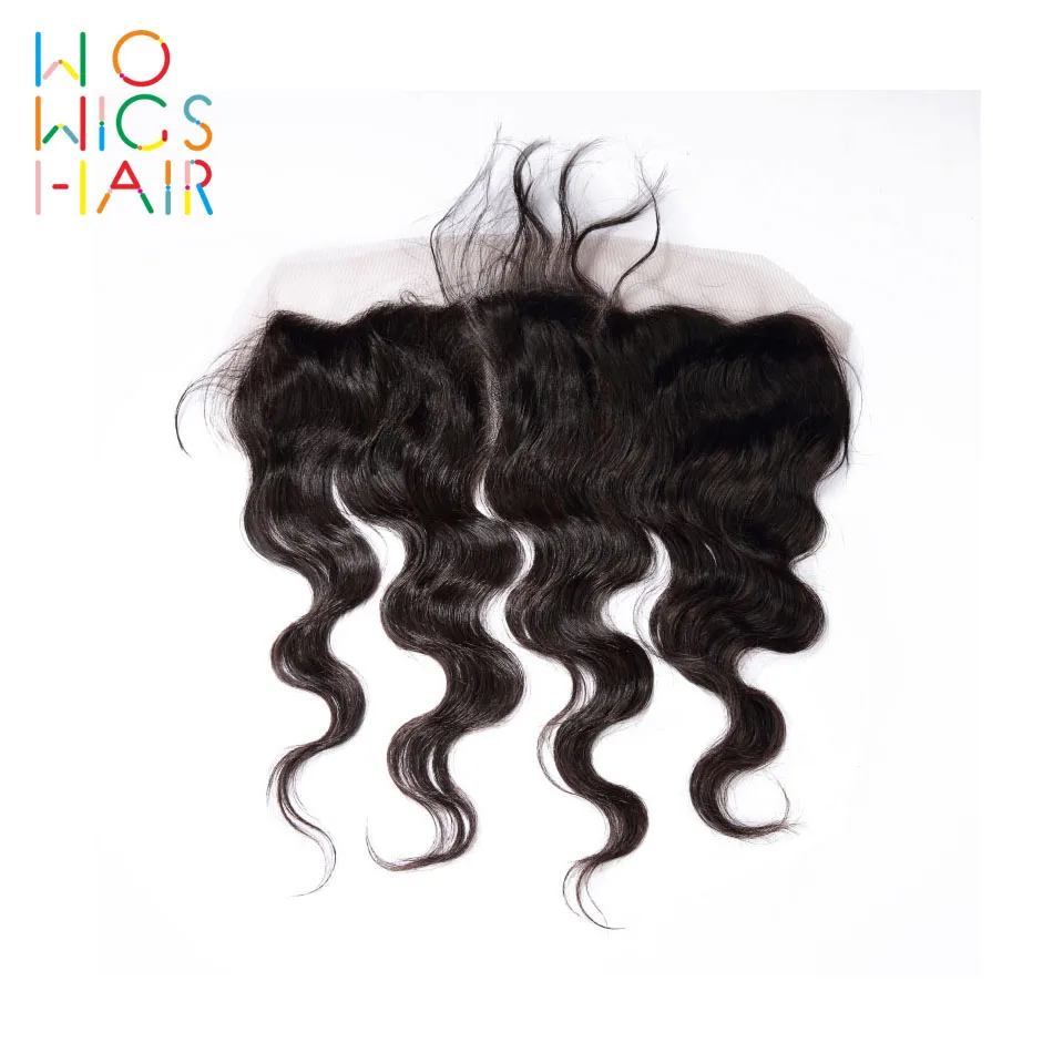 WoWigs волосы, индийские волосы remy средства ухода за кожей волна 3 Связки сделки с топ синтетическое закрытие шнурка волос/Фронтальная