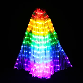 

Belly Dance LED Isis Wings Colorful Party Stage Performance Props Wings Props With Stick Belly Dancing Accessory include stick