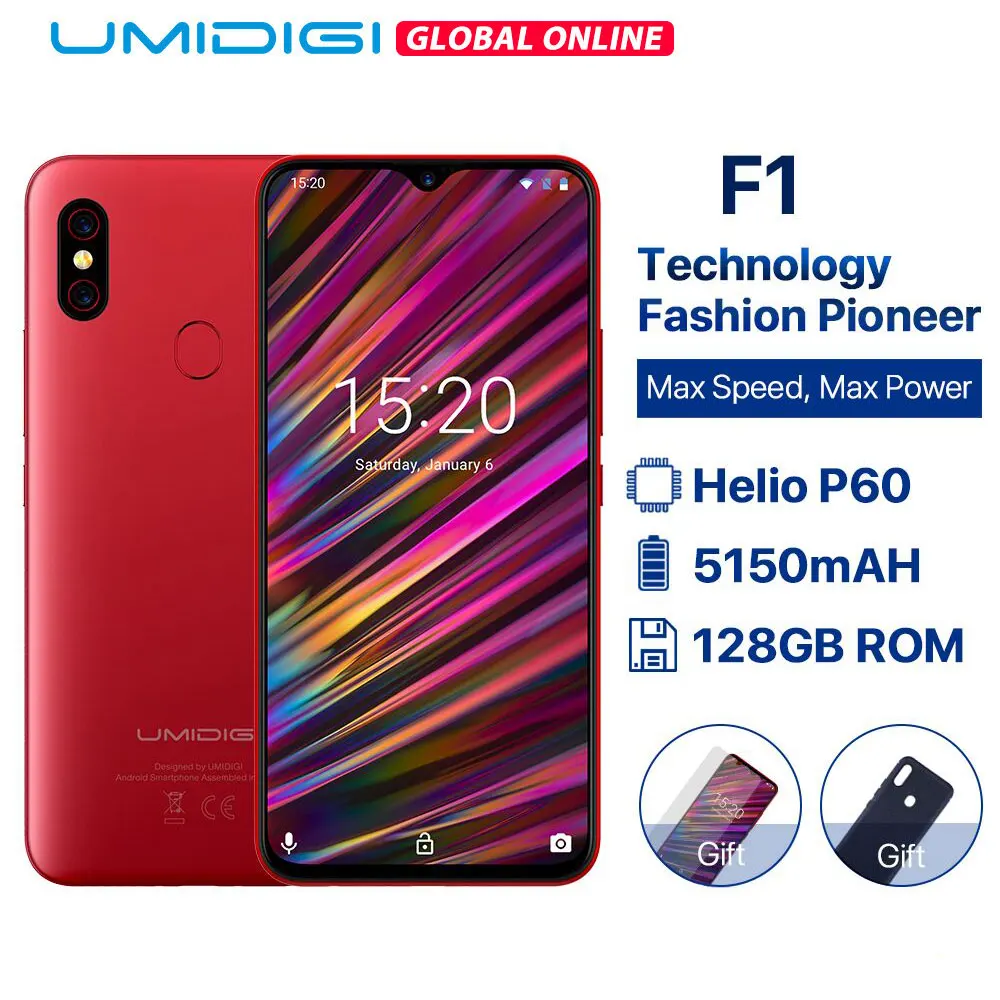 UMIDIGI F1 6 3 &quotводослива FHD + Дисплей Helio P60 Android 9 0 4 ГБ Оперативная память 128 Встроенная