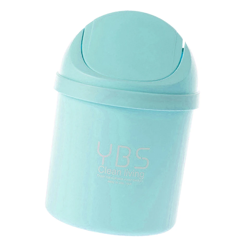 Small Ash Bin with Swing Lid, Mini Desktop Push-on Cover Trash Can, Waste Garbage Basket for Bathroom, Office