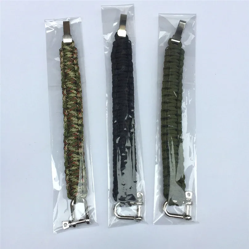 Outdoor Army Green Parachute Cord Survival Bracelet men's Black Stainless steel Adjustable Buckle Climbing Outdoor Tools #3d28 (12)