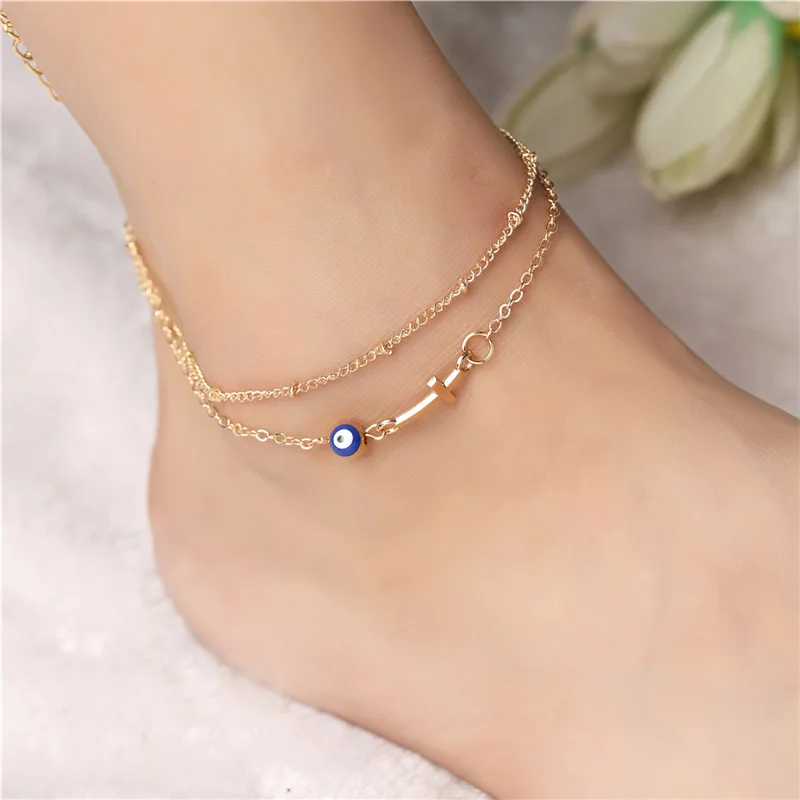 

Retro Punk 2017 New Fashion Wild Anklets Golden Summer Cross Cat Eye Street Shot Multi-storey Lady Anklet Factory Spot Wholesale