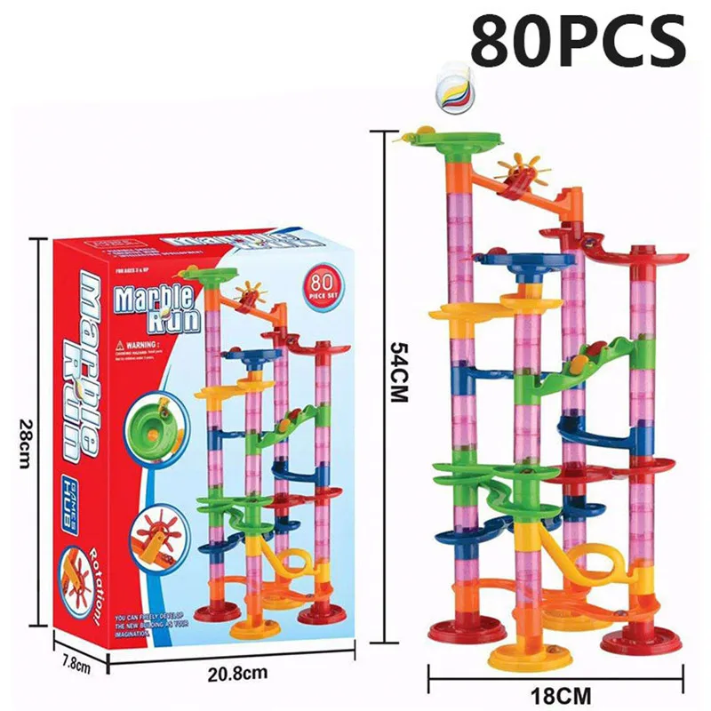 105 шт. DIY строительные блоки креативные мраморные игрушки для бега 80 шт. 29 шт. детские развивающие игрушки Детские забавные игрушки рождественские подарки toy015 - Цвет: 80pcs