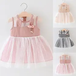 Хлопковый костюм для новорожденного, для маленьких девочек, в клетку, с принтом ушей, платье принцессы из тюля, одежда модная одежда