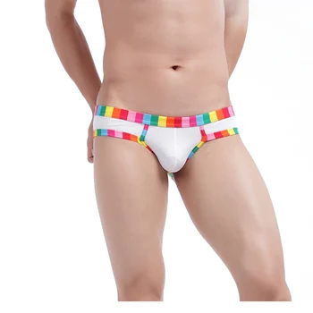 

2017 Fashion Men's Sexy Brand Rainbow Cotton Seamless Briefs Underwear Gay Male Spandex Pouch Jockstrap Panties Lingerie