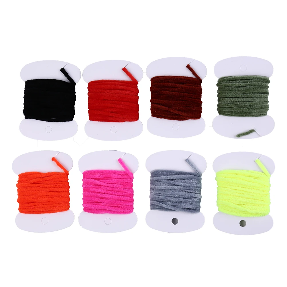 

New For Streamer/Nymphal Bug Fly Fishing 8 Card Color Fly Fishing Tinsel Chenille Fly Tying Material Tinsel Line Chenille Yarn