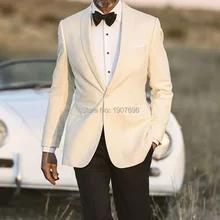 2018 Winter Wedding Tuxedos for Evening Party Men Suits Shawl Lapel Blazer Two Piece Jacket Black Pants Latest Style