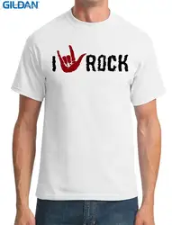 СДЕЛАТЬ футболки регулярные I Love Rock экипажа Средства ухода за кожей шеи короткий рукав Мужская футболка