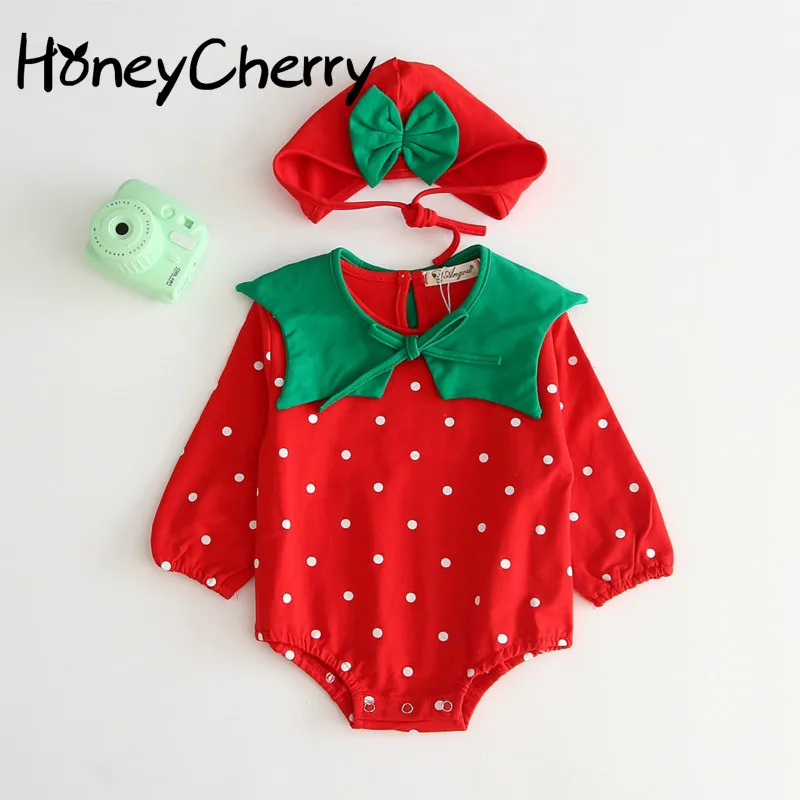 

Autumn New Baby Bodysuit Type Baby Girl's Stereo Strawberry Style Ha Yi Baby's Long Sleeve Cotton Linkage Climbing Clothes
