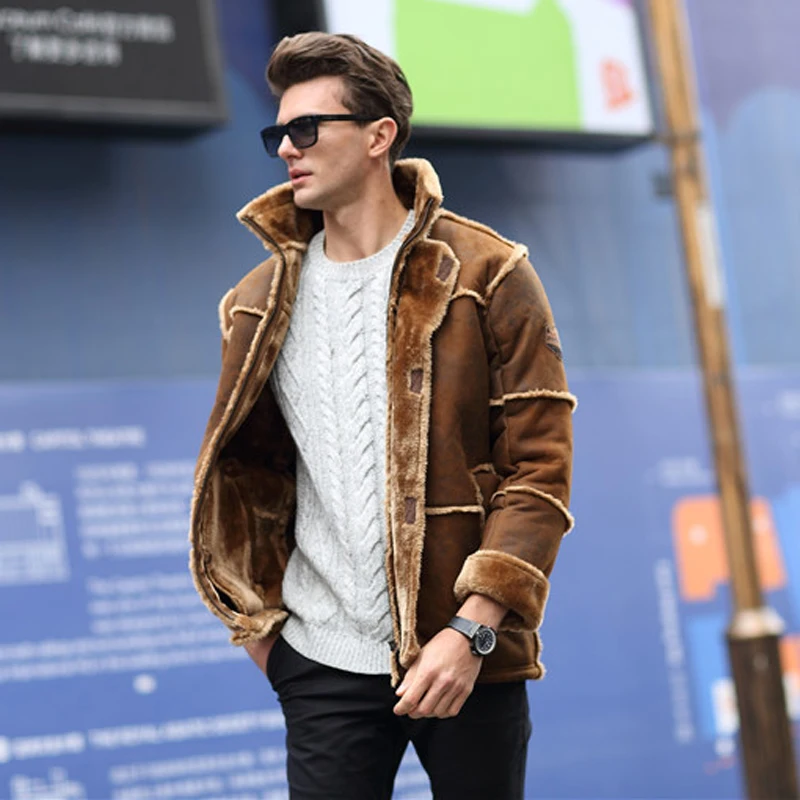 Зимние толстые теплые мужские пальто из искусственного меха бархатная уличная одежда Европейский и американский стиль мужские меховые пальто размера плюс XXXL W021